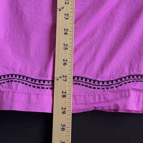Victor Costa Occasion Tunic Womens Large Pink Black Embroidered Boho Top Shirt - Picture 9 of 9